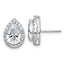 14k White Gold 3 1/2 carat Lab Grown Diamond VS+ F+ Complete Pear Halo Post Earrings