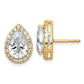 14k 3 1/2 carat Lab Grown Diamond VS+ F+ Complete Pear Halo Post Earrings