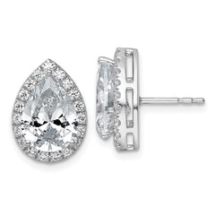 14k 4 5/8 carat Lab Grown Diamond VS+ F+ Complete Pear Halo Post Earrings