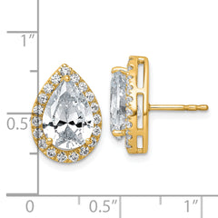 14k 5 5/8 carat Lab Grown Diamond VS+ F+ Complete Pear Halo Post Earrings