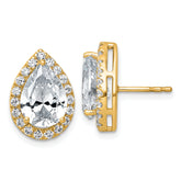 14k 5 5/8 carat Lab Grown Diamond VS+ F+ Complete Pear Halo Post Earrings