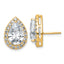 14k 6 3/4 carat Lab Grown Diamond VS+ F+ Complete Pear Halo Post Earrings