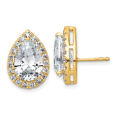 14k 6 3/4 carat Lab Grown Diamond VS+ F+ Complete Pear Halo Post Earrings