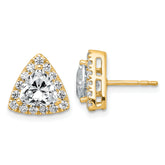 14k 2 5/8 carat Lab Grown Diamond VS+ F+ Complete Trillion Halo Post Earrings