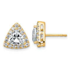 14k 2 5/8 carat Lab Grown Diamond VS+ F+ Complete Trillion Halo Post Earrings