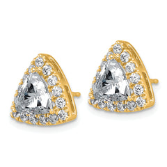 14k 3 3/4 carat Lab Grown Diamond VS+ F+ Complete Trillion Halo Post Earrings