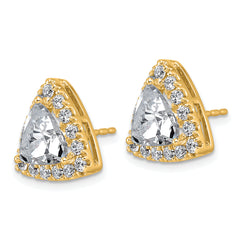 14k 5 1/4 carat Lab Grown Diamond VS+ F+ Complete Trillion Halo Post Earrings