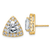 14k 5 1/4 carat Lab Grown Diamond VS+ F+ Complete Trillion Halo Post Earrings