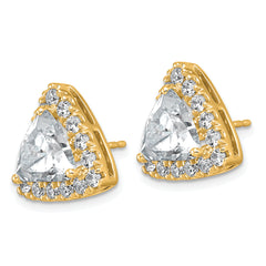 14k 6 1/2 carat Lab Grown Diamond VS+ F+ Complete Trillion Halo Post Earrings