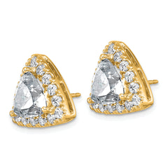 14k 7 3/4 carat Lab Grown Diamond VS+ F+ Complete Trillion Halo Post Earrings