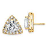 14k 7 3/4 carat Lab Grown Diamond VS+ F+ Complete Trillion Halo Post Earrings