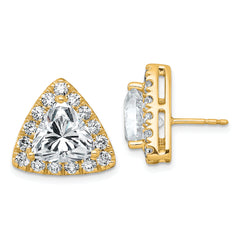 14k 7 3/4 carat Lab Grown Diamond VS+ F+ Complete Trillion Halo Post Earrings