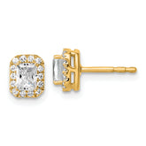 14k 5/8 carat Lab Grown Diamond VS+ F+ Complete Emerald Halo Post Earrings