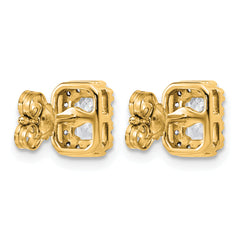 14k 7/8 carat Lab Grown Diamond VS+ F+ Complete Emerald Halo Post Earrings