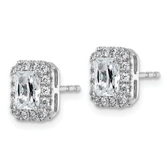 14k White Gold 1 1/3 carat Lab Grown Diamond VS+ F+ Complete Emerald Halo Post Earrings