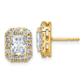 14k 2 3/4 carat Lab Grown Diamond VS+ F+ Complete Emerald Halo Post Earrings