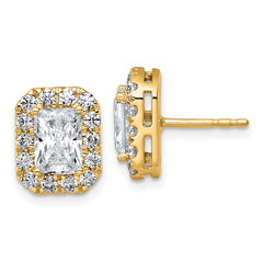14k 2 3/4 carat Lab Grown Diamond VS+ F+ Complete Emerald Halo Post Earrings