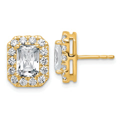 14k 3 7/8 carat Lab Grown Diamond VS+ F+ Complete Emerald Halo Post Earrings