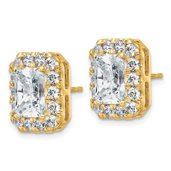 14k 5 3/4 carat Lab Grown Diamond VS+ F+ Complete Emerald Halo Post Earrings