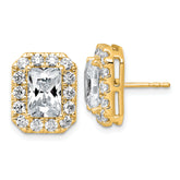 14k 5 3/4 carat Lab Grown Diamond VS+ F+ Complete Emerald Halo Post Earrings