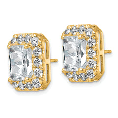 14k 8 5/8 carat Lab Grown Diamond VS+ F+ Complete Emerald Halo Post Earrings