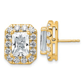 14k 8 5/8 carat Lab Grown Diamond VS+ F+ Complete Emerald Halo Post Earrings