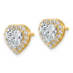 14k 2 3/8 carat Lab Grown Diamond VS+ F+ Complete Heart Halo Post Earrings