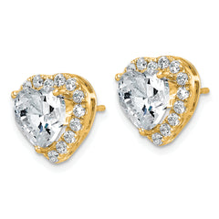 14k 4 7/8 carat Lab Grown Diamond VS+ F+ Complete Heart Halo Post Earrings