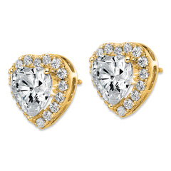 14k 6 carat Lab Grown Diamond VS+ F+ Complete Heart Halo Post Earrings