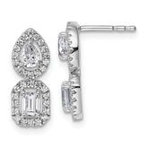 14k White Gold 7/8 carat Lab Grown Diamond VS/SI+ G+ Complete Two Stone Dangle Halo Post Earrings