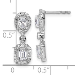 14k White Gold 1 carat Lab Grown Diamond VS/SI+ G+ Complete Two Stone Dangle Halo Post Earrings
