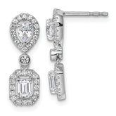 14k White Gold 1 carat Lab Grown Diamond VS/SI+ G+ Complete Two Stone Dangle Halo Post Earrings