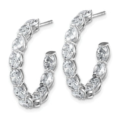 14k White Gold 6 carat Lab Grown Diamond VS/SI+ G+ Oval Complete In and Out Hoop Earrings