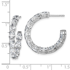 14k White Gold 6 carat Lab Grown Diamond VS/SI+ G+ Oval Complete In and Out Hoop Earrings