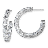 14k White Gold 6 carat Lab Grown Diamond VS/SI+ G+ Oval Complete In and Out Hoop Earrings