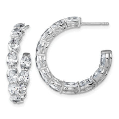 14k White Gold 6 carat Lab Grown Diamond VS/SI+ G+ Oval Complete In and Out Hoop Earrings