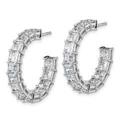 14k White Gold 8 1/3 carat Lab Grown Diamond VS/SI+ G+ Princess Complete In and Out Hoop Earrings