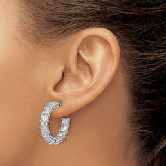 14k White Gold 8 1/3 carat Lab Grown Diamond VS/SI+ G+ Princess Complete In and Out Hoop Earrings
