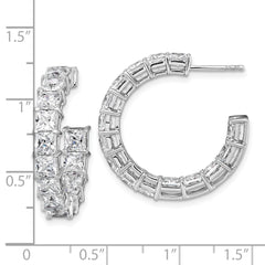 14k White Gold 8 1/3 carat Lab Grown Diamond VS/SI+ G+ Princess Complete In and Out Hoop Earrings