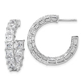 14k White Gold 8 1/3 carat Lab Grown Diamond VS/SI+ G+ Princess Complete In and Out Hoop Earrings
