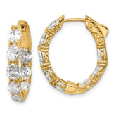 14K Yellow Gold 4 ct Lab-Created Diamond VS+ F+ Oval-Cut In-and-Out Hoop Earrings