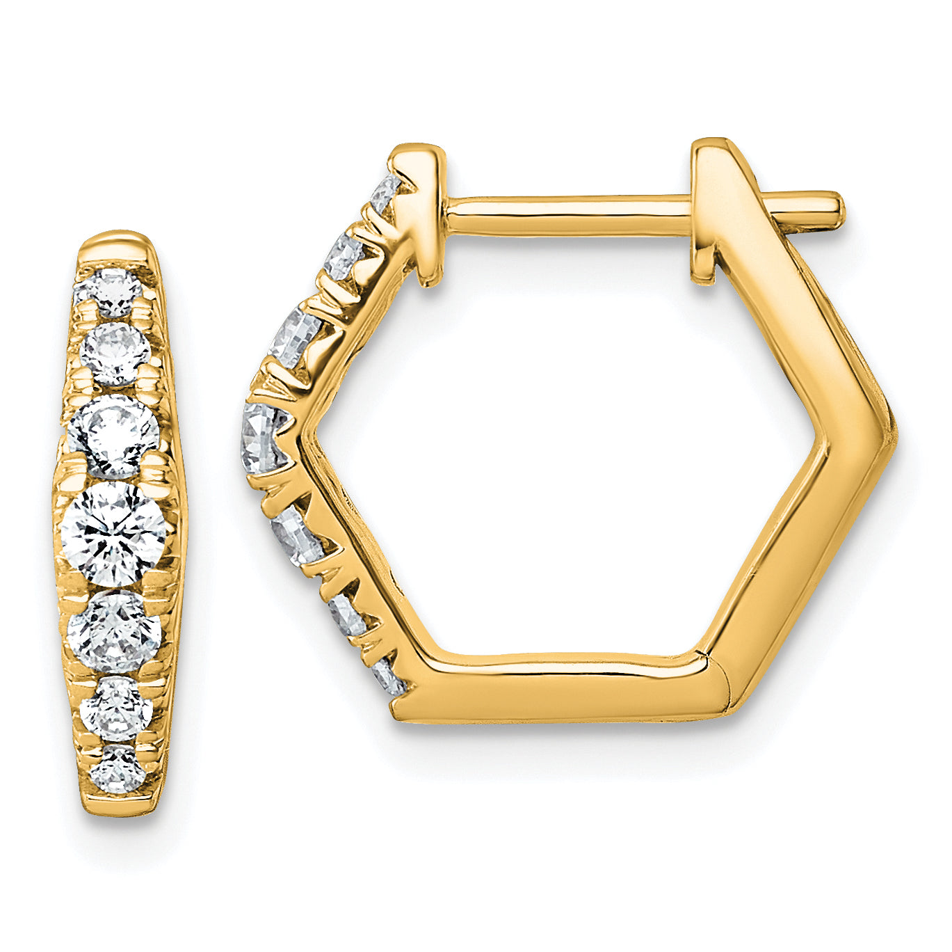 14k 1/2 carat Lab Grown Diamond VS+ F+ Complete Fashion Hoop Earrings