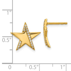 14K Polished Diamond Star Post Earrings
