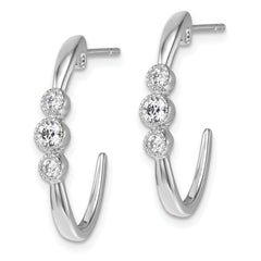 14K White Gold Polished Diamond Fashion J-Hoop Post Earrings