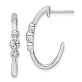 14K White Gold Polished Diamond Fashion J-Hoop Post Earrings