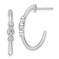 14K White Gold Polished Diamond Fashion J-Hoop Post Earrings