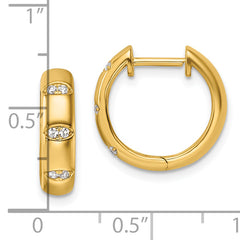 14K Polished Diamond Fancy Huggie Hoop Earrings