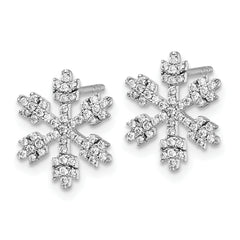 14k White Gold Snowflake Diamond Post Earrings