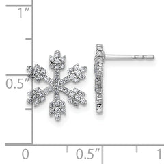 14k White Gold Snowflake Diamond Post Earrings