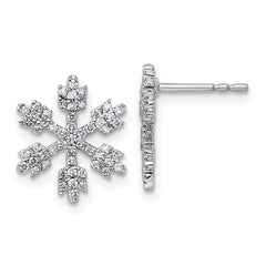 14k White Gold Snowflake Diamond Post Earrings